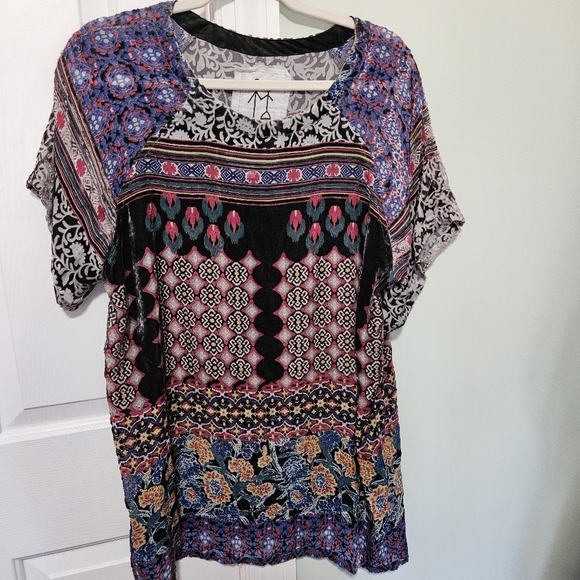 Johnny Was Silk Blend Velvet Burnout Tunic Dress Sz XS. Will Fit Medium - Picture 1 of 7